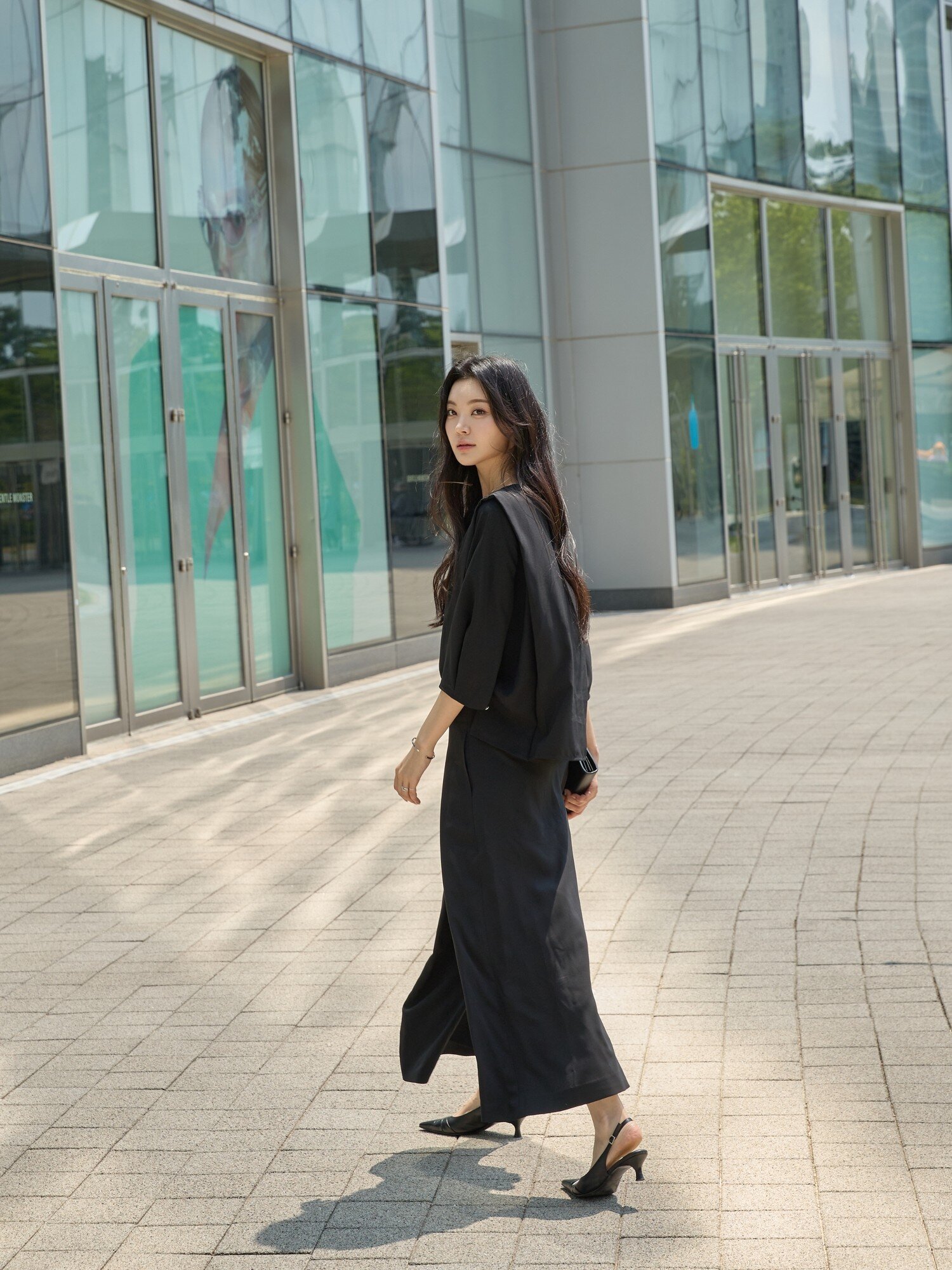 하이 웨이스트 랩 퀼로트 팬츠 (BLACK)