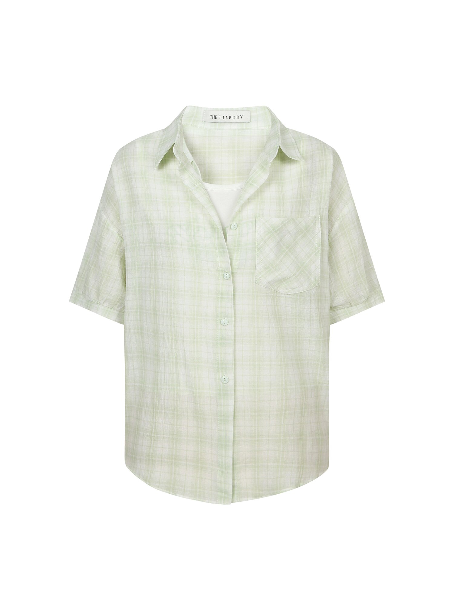 슬리브리스 레이어드 셔츠 칼라 블라우스 (YELLOW GREEN)