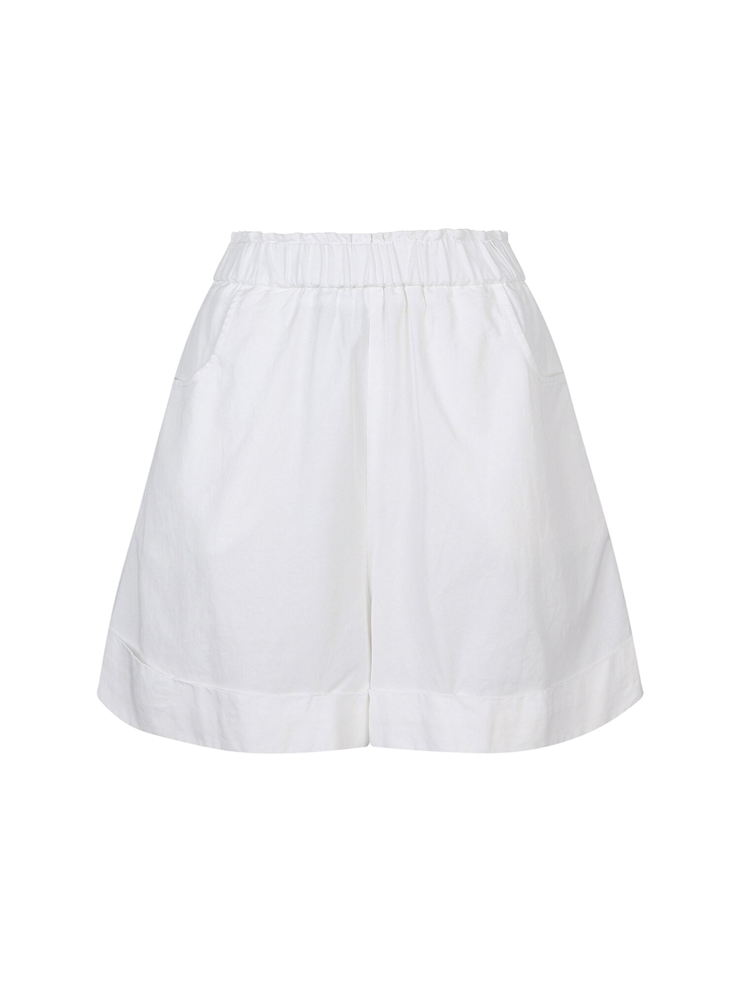 밴딩 롤업 와이드핏 숏 팬츠 (WHITE)