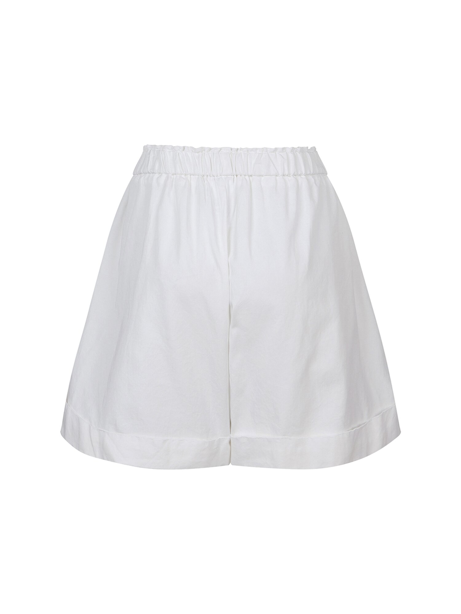 밴딩 롤업 와이드핏 숏 팬츠 (WHITE)