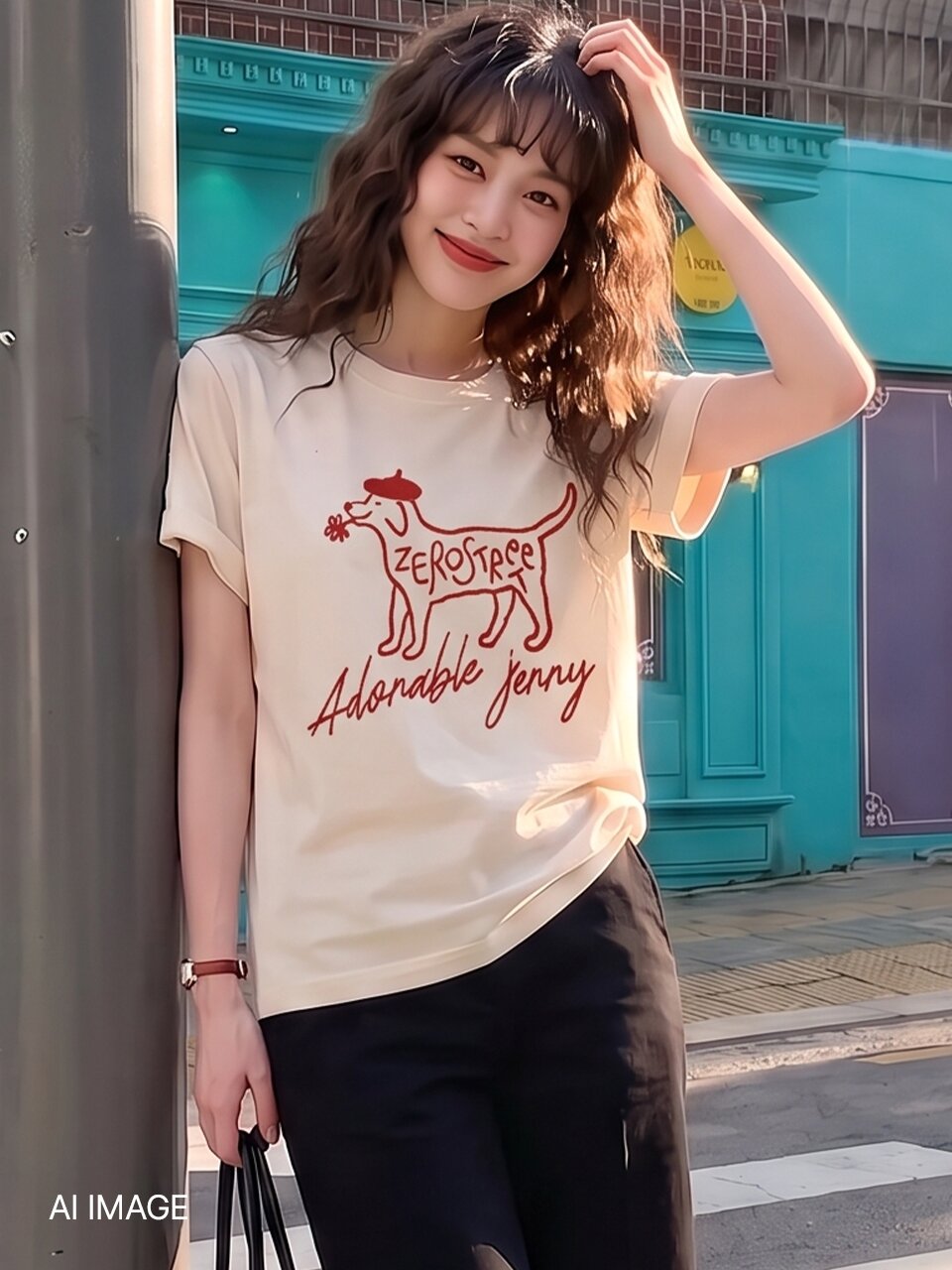 플라워 제리 반팔 티셔츠 / 크림