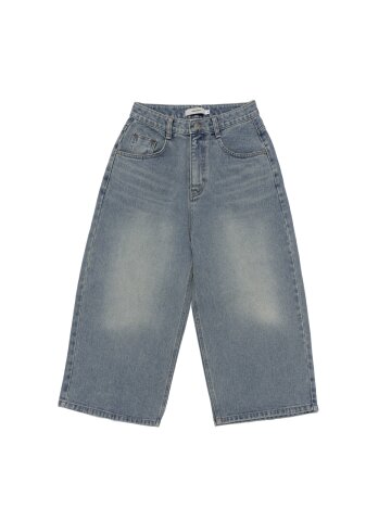 릴랙스 와이드핏 7부 데님 팬츠 (중청)