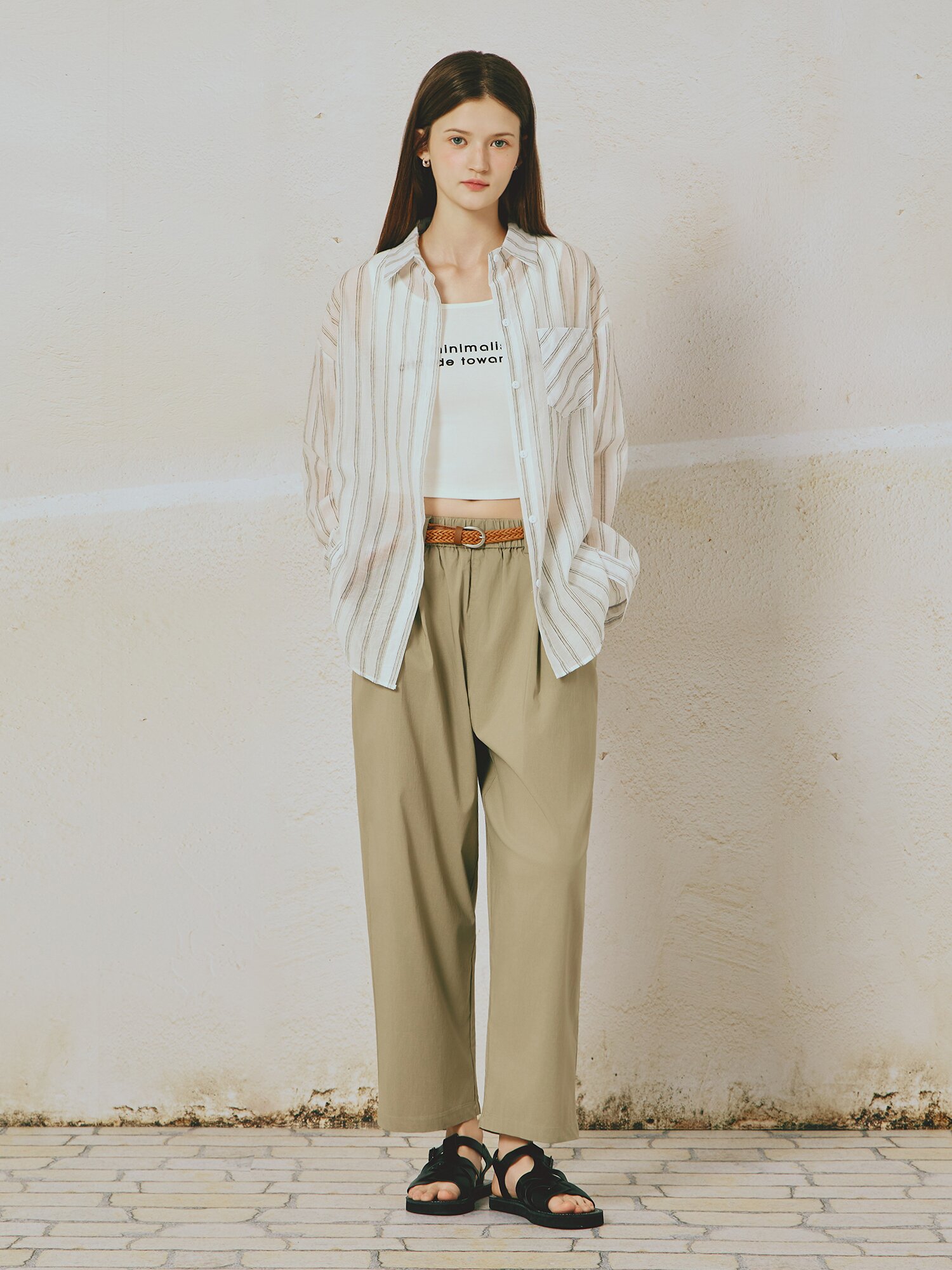체크 레이어드 셔츠 칼라 블라우스 (WHITE)