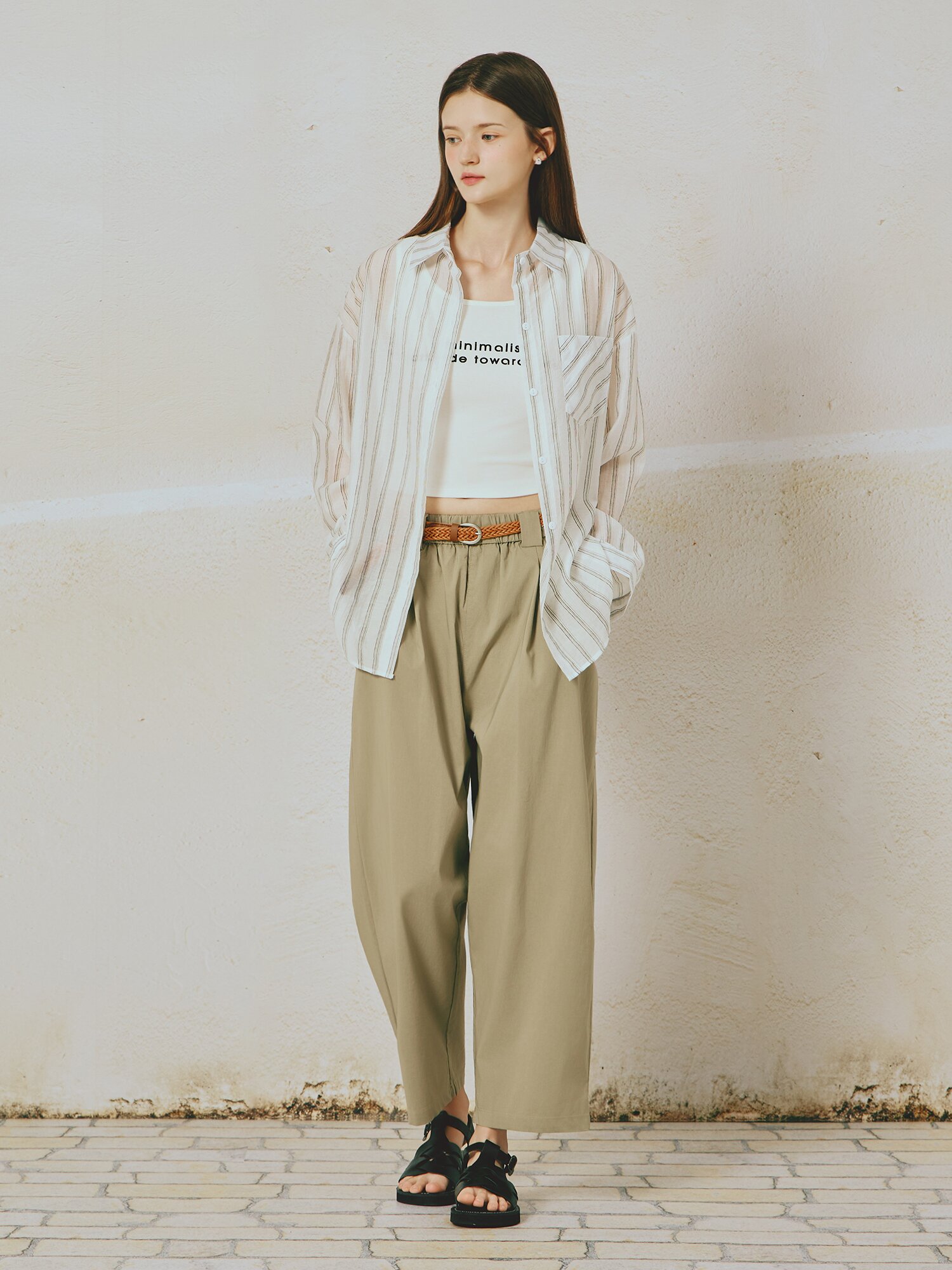 체크 레이어드 셔츠 칼라 블라우스 (WHITE)