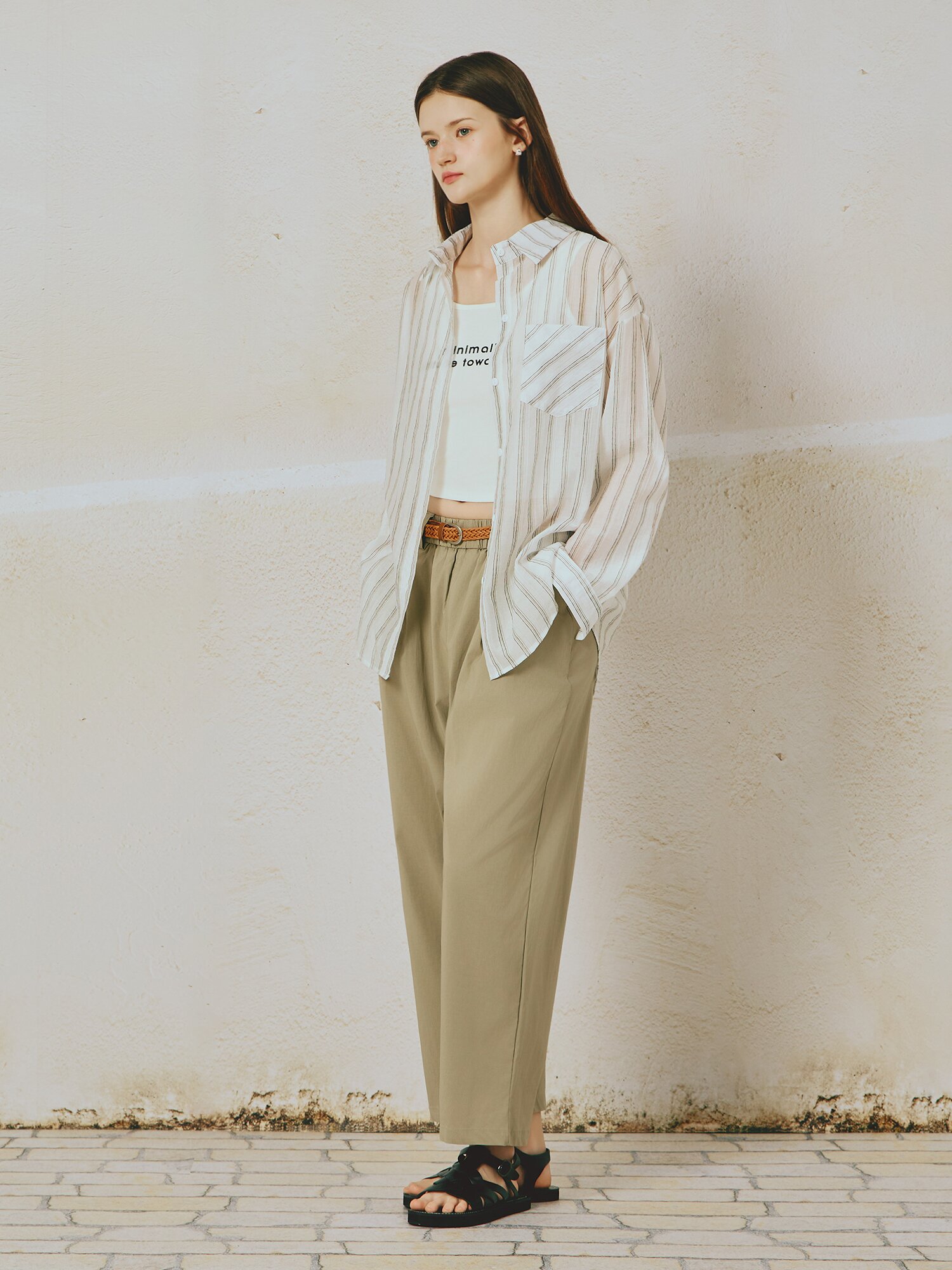 체크 레이어드 셔츠 칼라 블라우스 (WHITE)