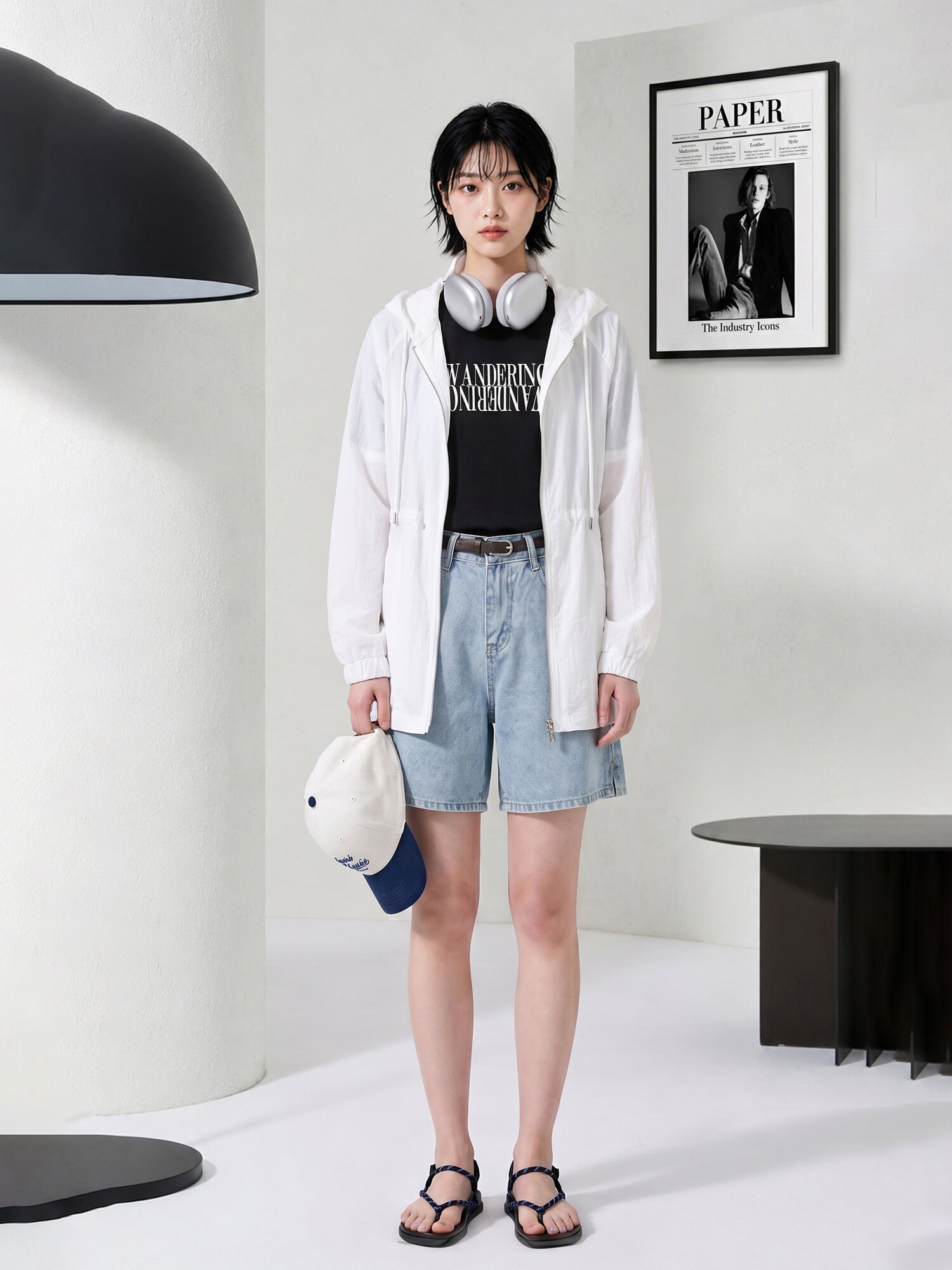 크링클 후드 래글런 집업 점퍼 (WHITE)