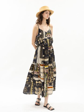 WD_Ethnic patchwork slip dress_BLACK