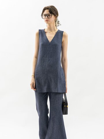WD_Chic vest and pants two-piece set_DARK BLUE