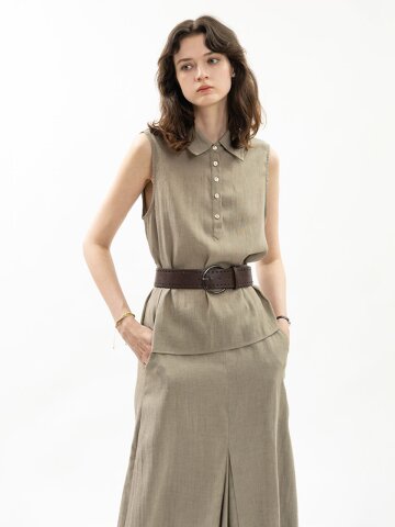 WD_Minimal solf vest and skirt set_BEIGE