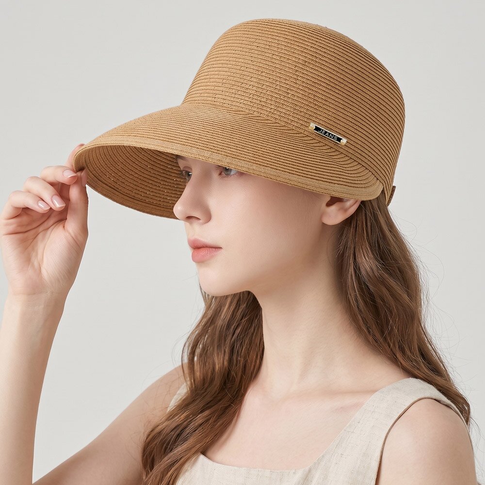 라비나 여름 챙넓은 지사 라탄 라피아 밀짚 벨크로 볼캡 모자