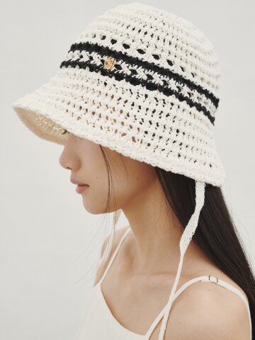 코튼 스트랩 버킷햇 - 아이보리 / Cotton Strap Bucket Hat - Ivory