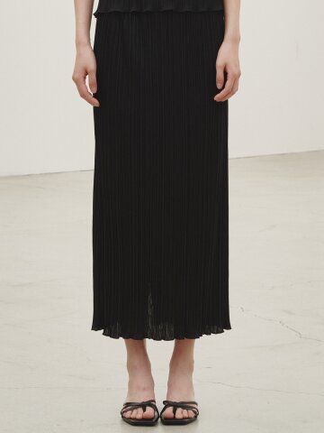 플리츠 롱 스커트 - 블랙 /  Pleated Long Skirt - Black
