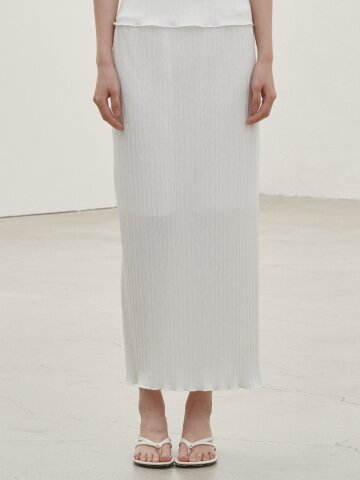 플리츠 롱 스커트 - 화이트 /  Pleated Long Skirt - White