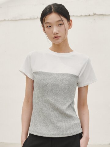 레이어드 탑 티셔츠 - 멜란지 그레이 / layered Top T-shirt - M. Gray