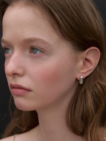 [925 silver] Ball Band Chain Earring (silver ball)