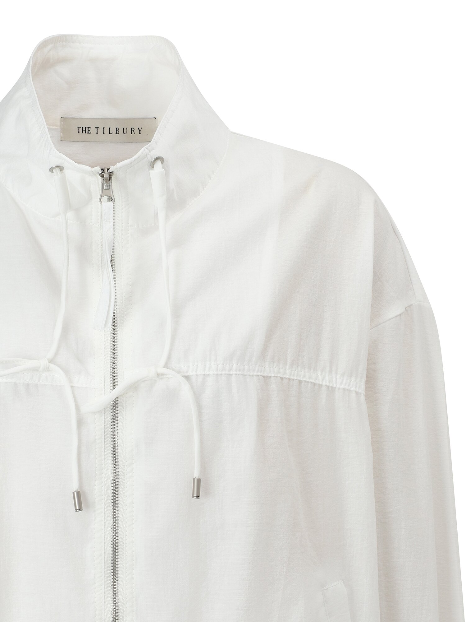 코튼 블렌드 하이넥 집업 점퍼 (WHITE)