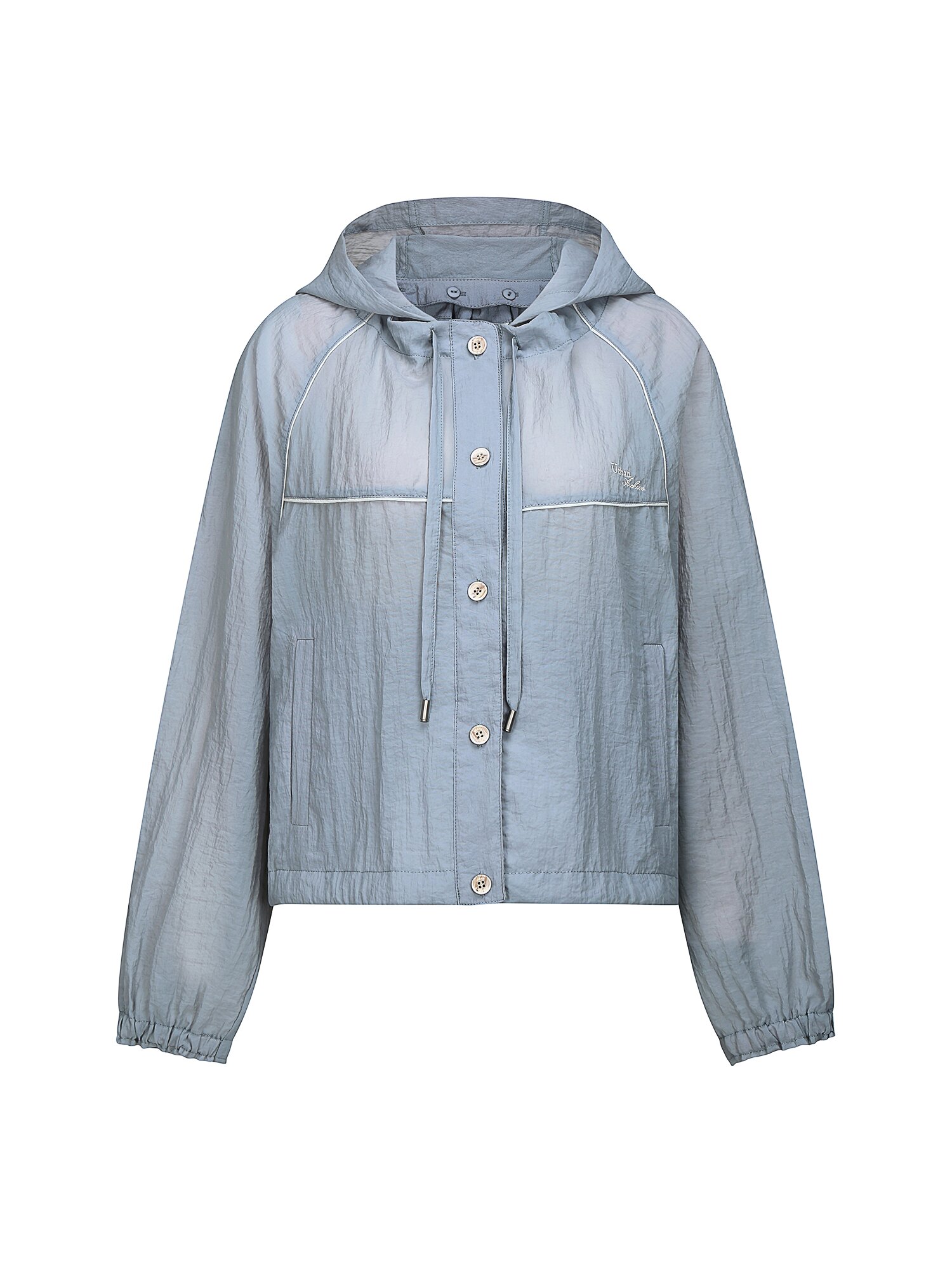 디테쳐블 후드 파이핑 점퍼 (LIGHT GREY)