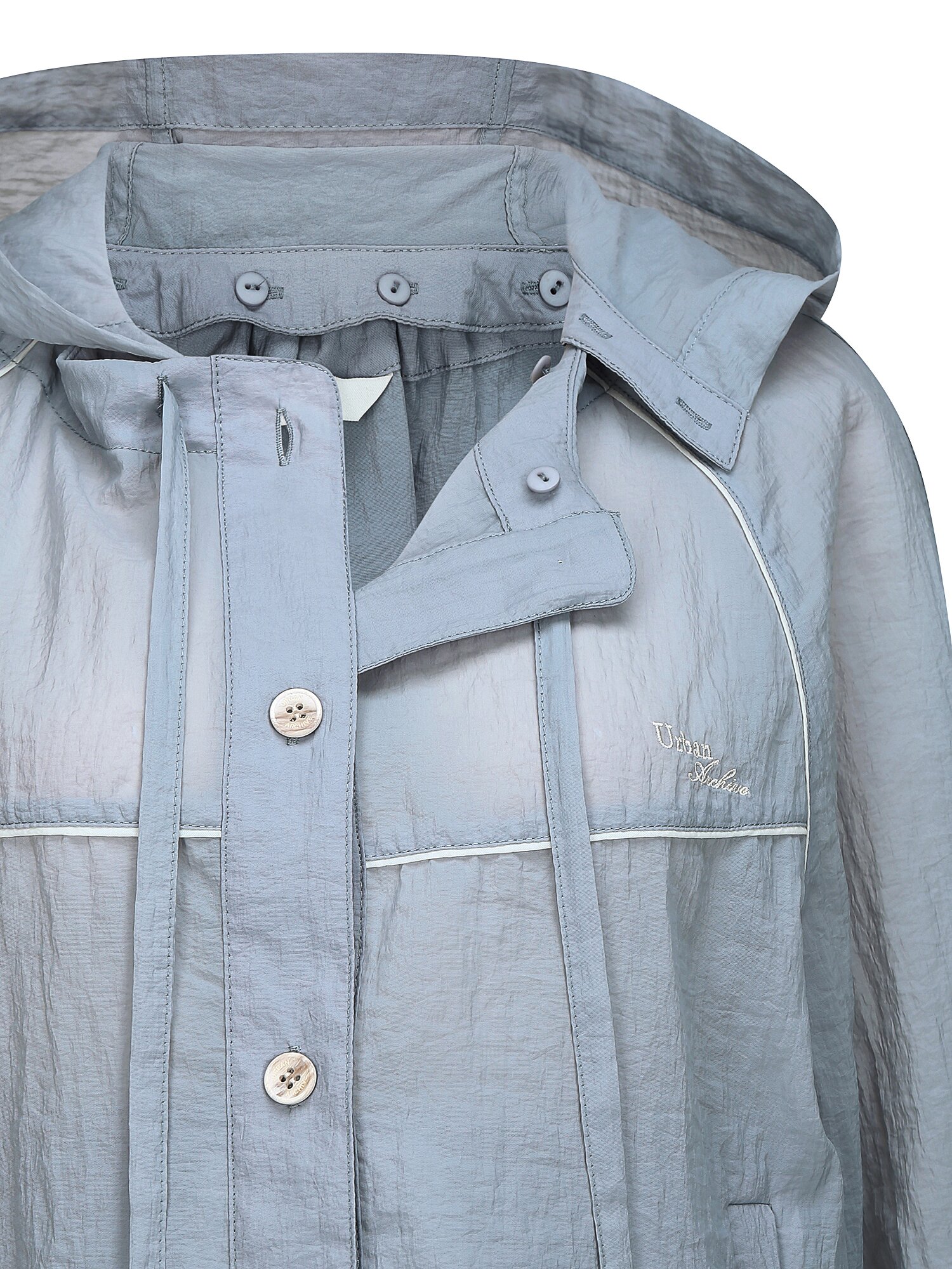 디테쳐블 후드 파이핑 점퍼 (LIGHT GREY)