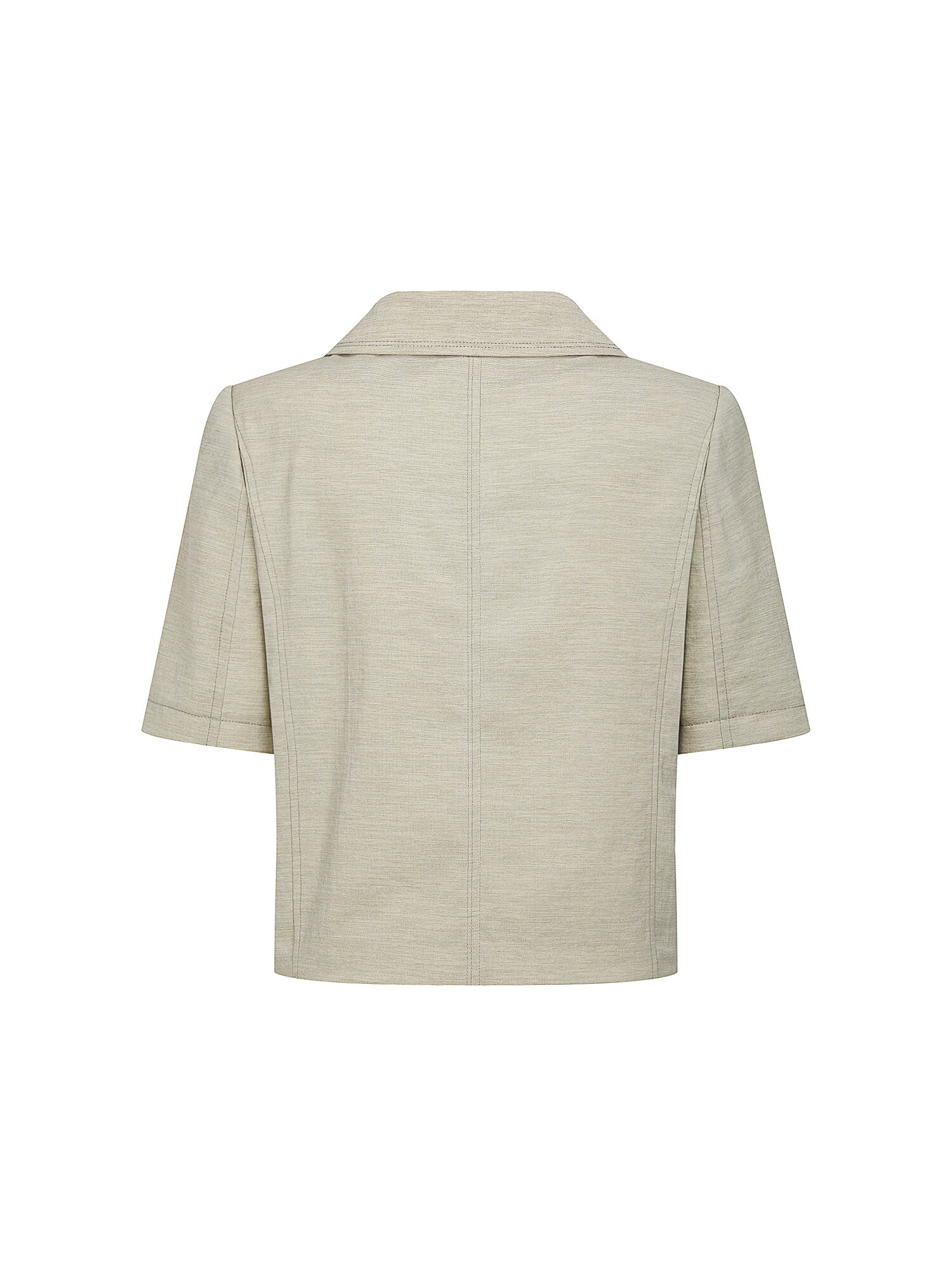 포켓 오픈 칼라 크롭 재킷 (KHAKI BEIGE)
