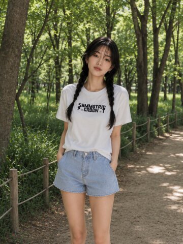 스판 블렌드 텍스처 프린팅 티셔츠 
