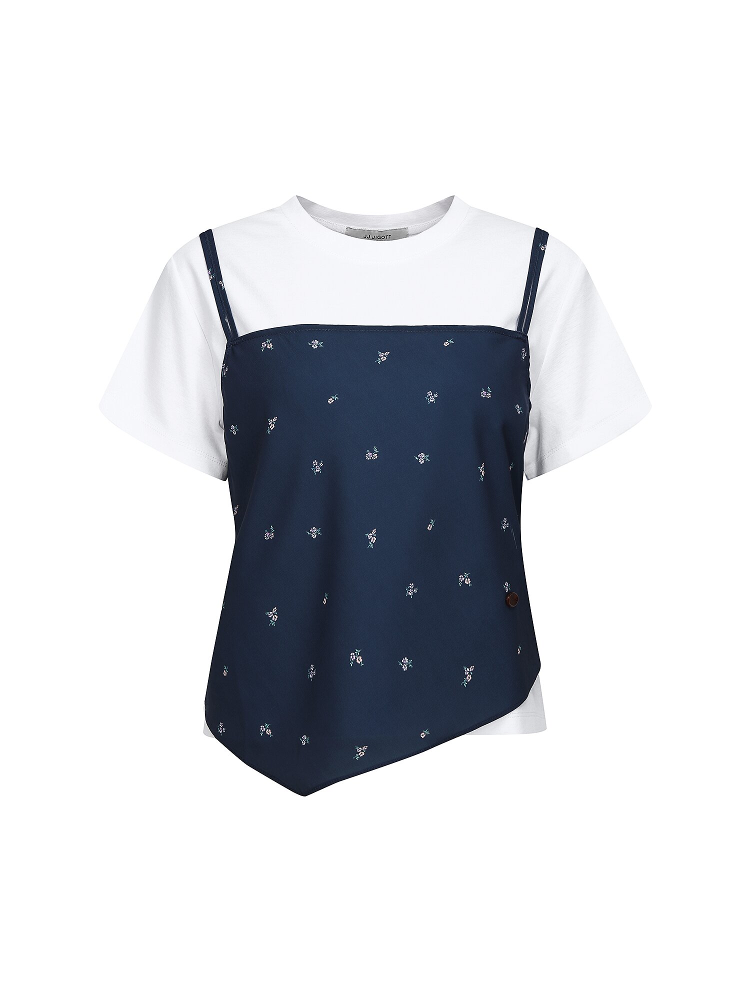 플로럴 뷔스티에 레이어 티셔츠 (PRINT NAVY)