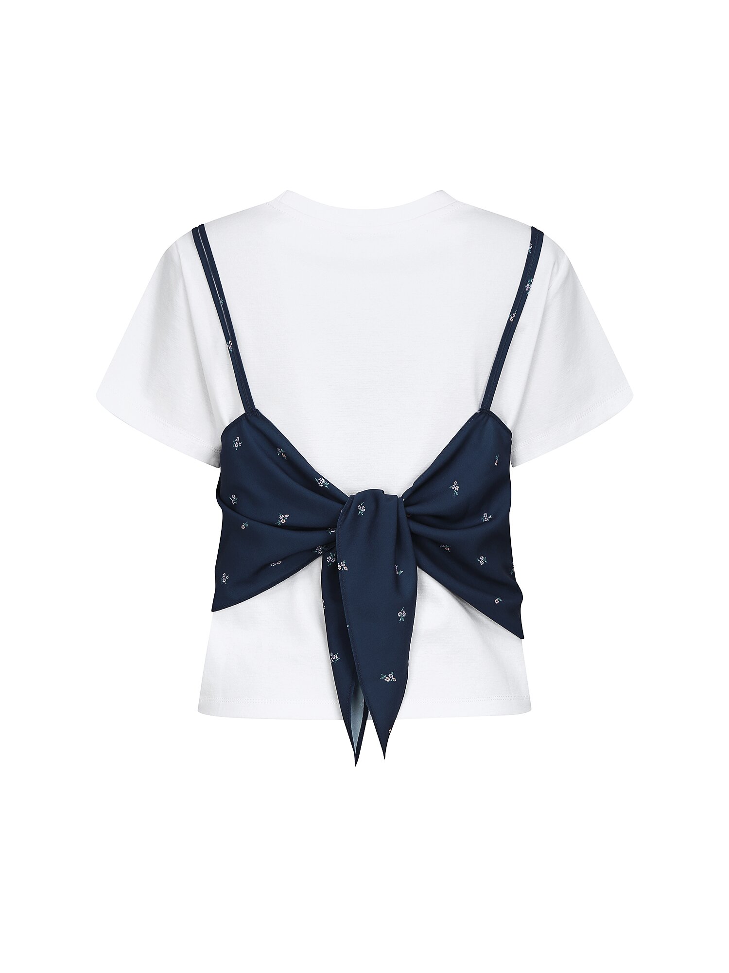 플로럴 뷔스티에 레이어 티셔츠 (PRINT NAVY)