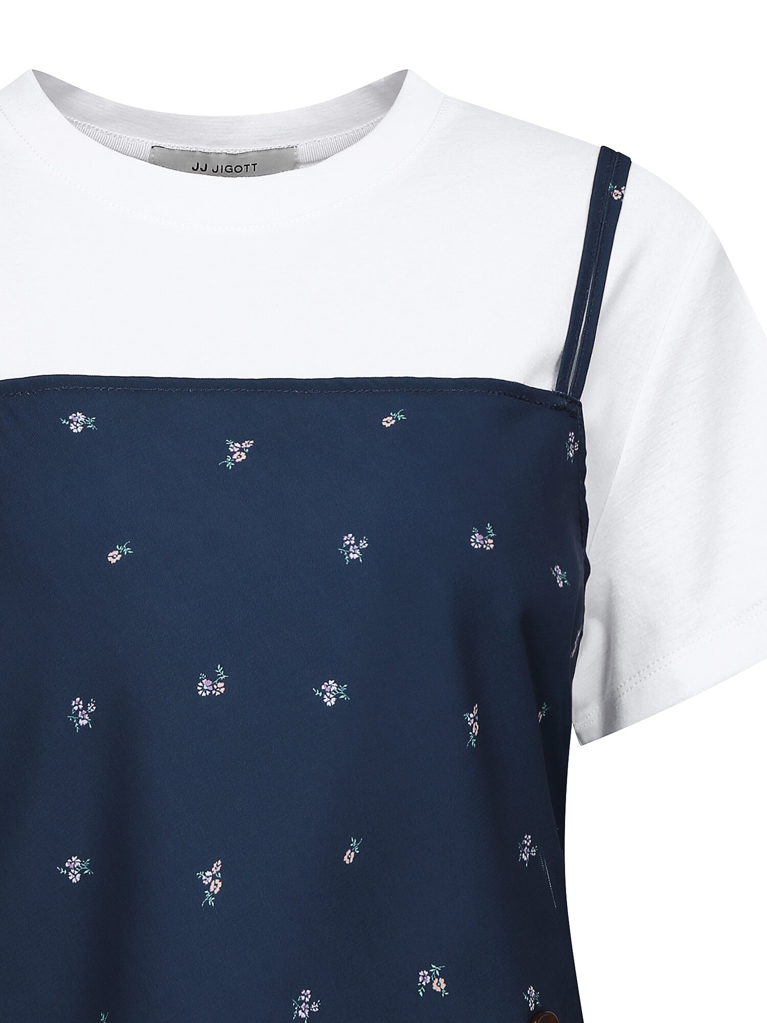 플로럴 뷔스티에 레이어 티셔츠 (PRINT NAVY)