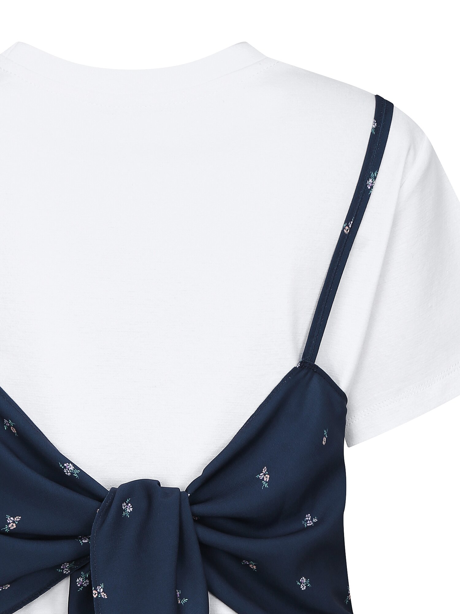 플로럴 뷔스티에 레이어 티셔츠 (PRINT NAVY)