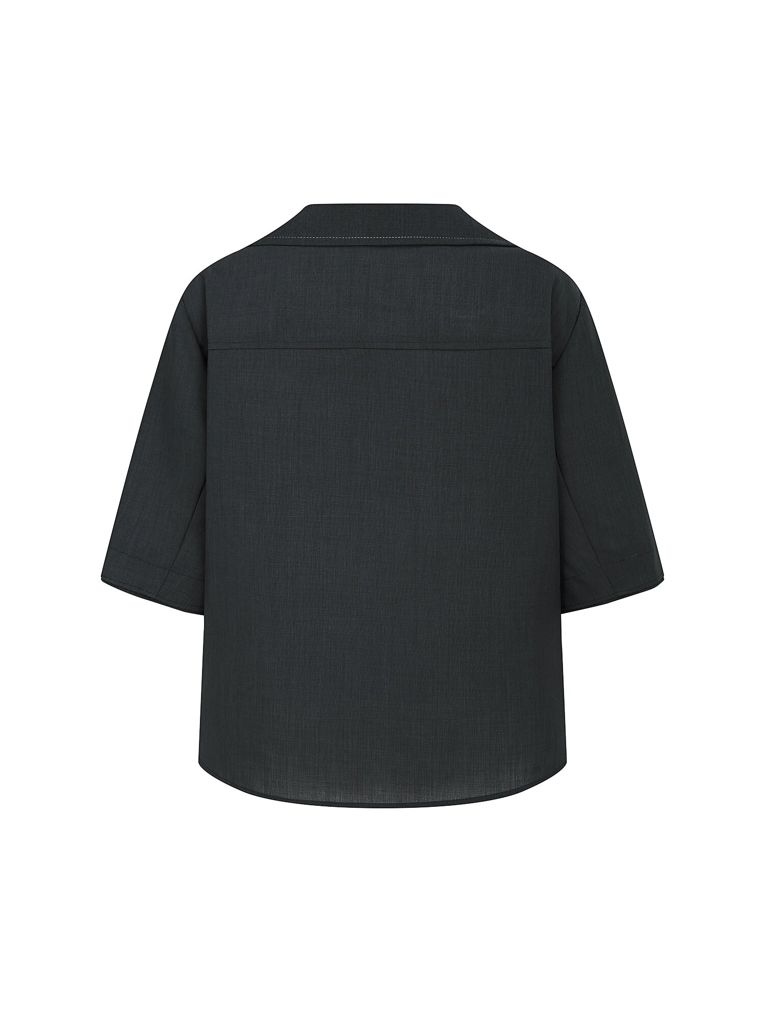 포켓 장식 스트링 블라우스 (DARK GREY)