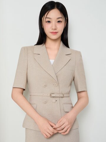 슬림핏 하프 슬리브 더블 재킷 