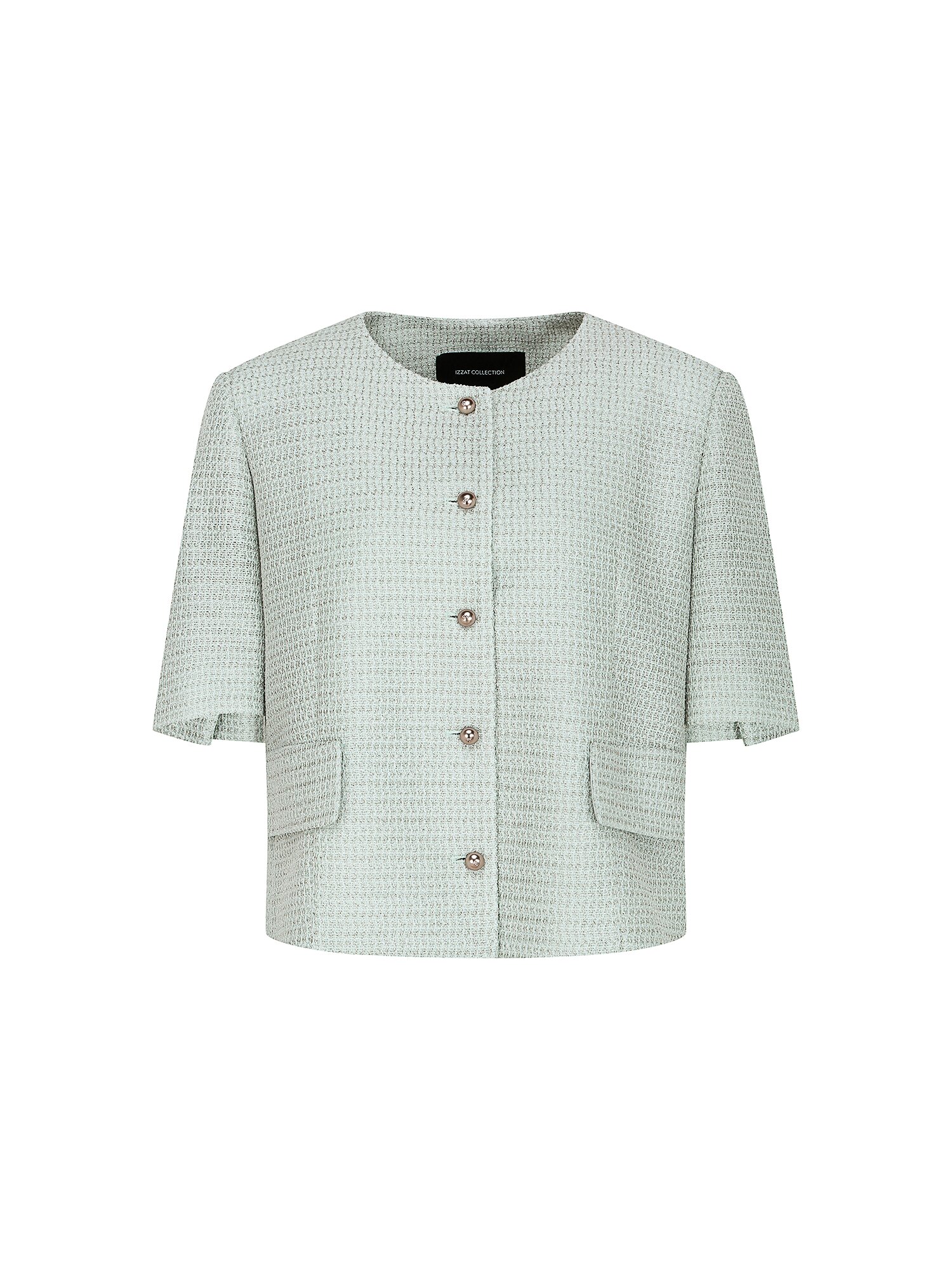 트위드 라운드넥 크롭 재킷 (MINT)
