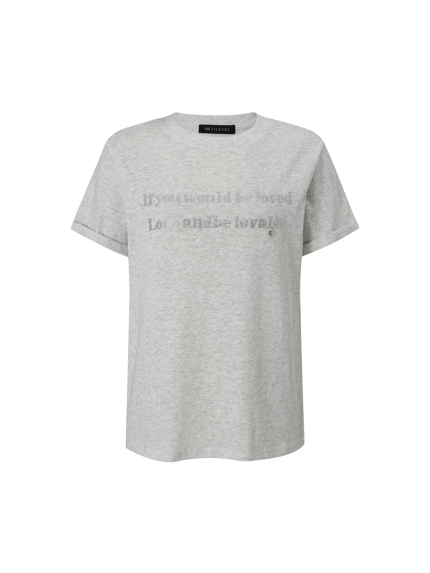 린넨 블렌드 큐빅 레터링 티셔츠 (GREY)
