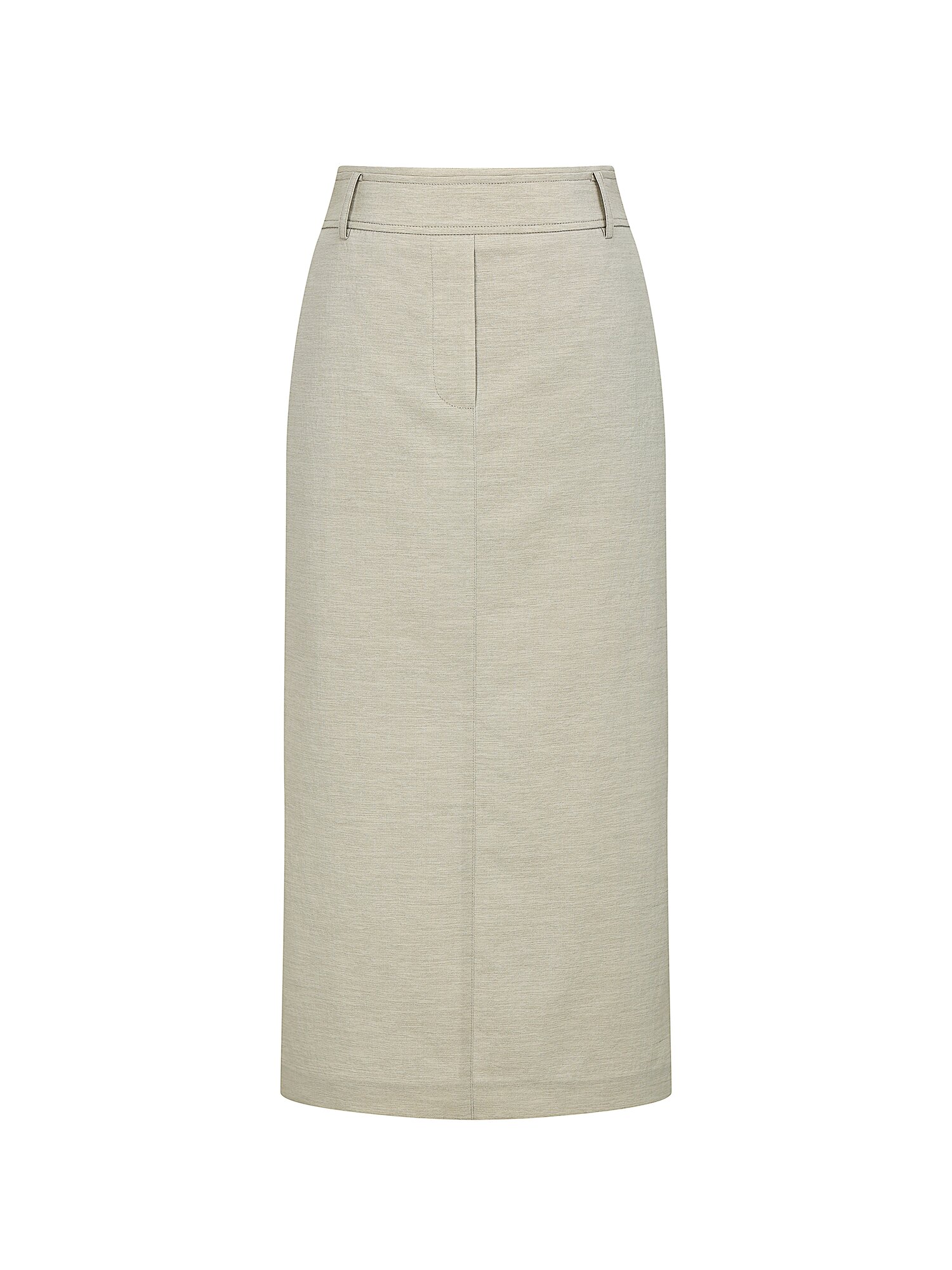 백 슬릿 H라인 롱 스커트 (KHAKI BEIGE)