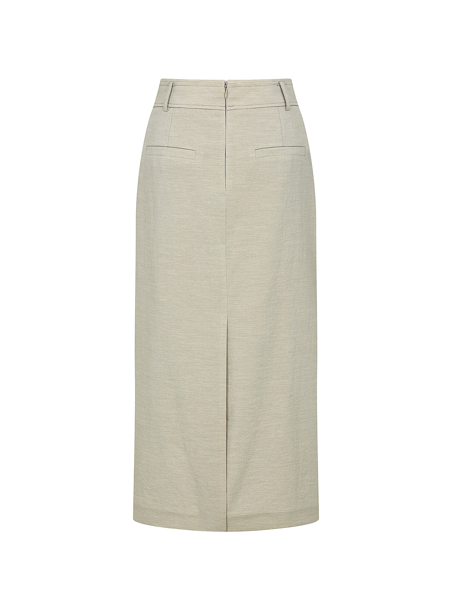 백 슬릿 H라인 롱 스커트 (KHAKI BEIGE)