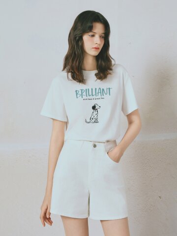 레터링 아트워크 라운드넥 티셔츠 