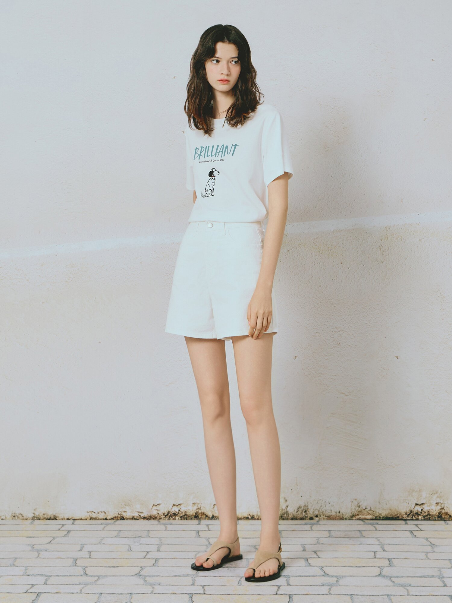 레터링 아트워크 라운드넥 티셔츠 (WHITE)