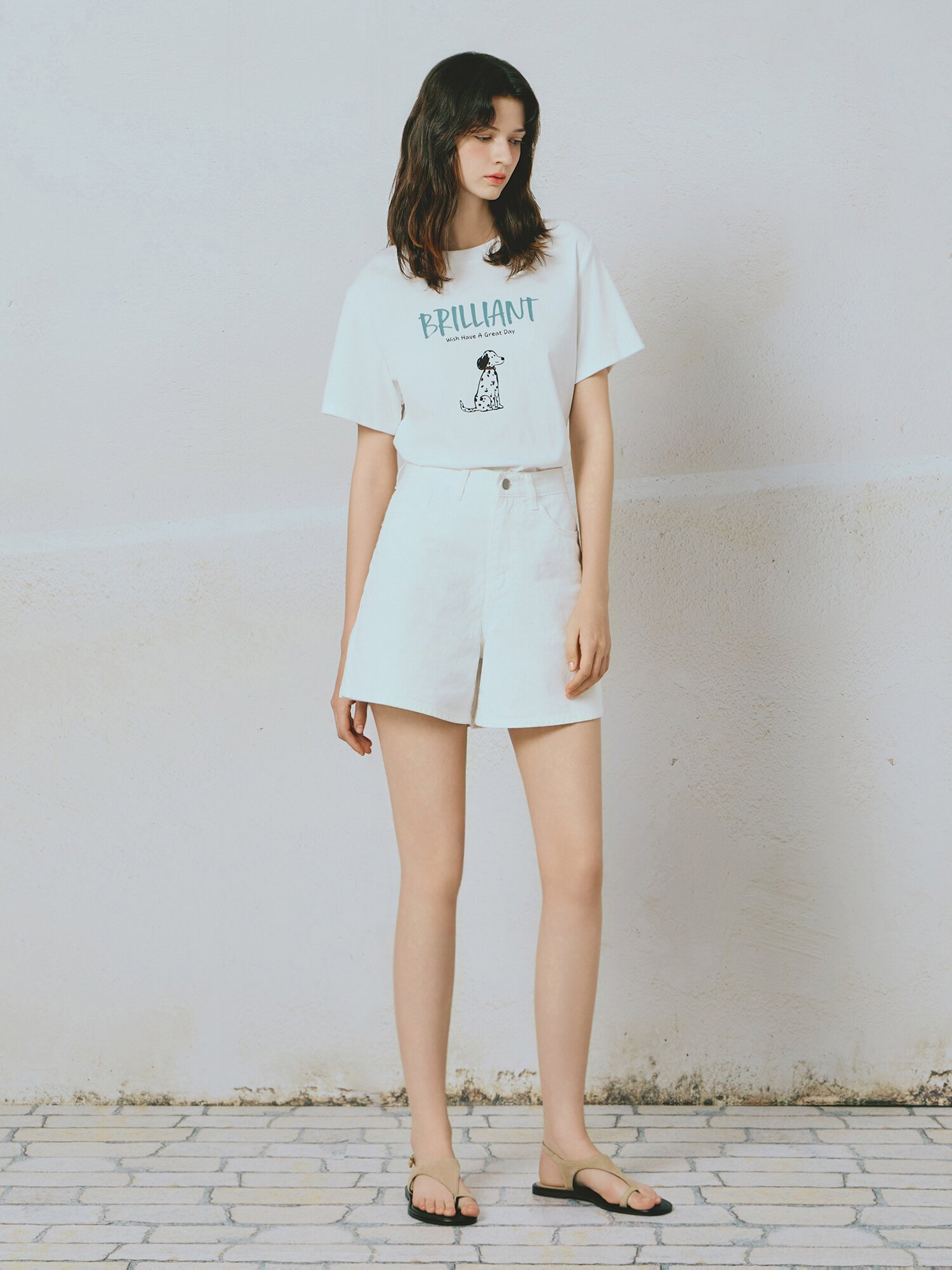 레터링 아트워크 라운드넥 티셔츠 (WHITE)