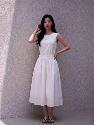 스카프 로우 웨이스트 원피스 