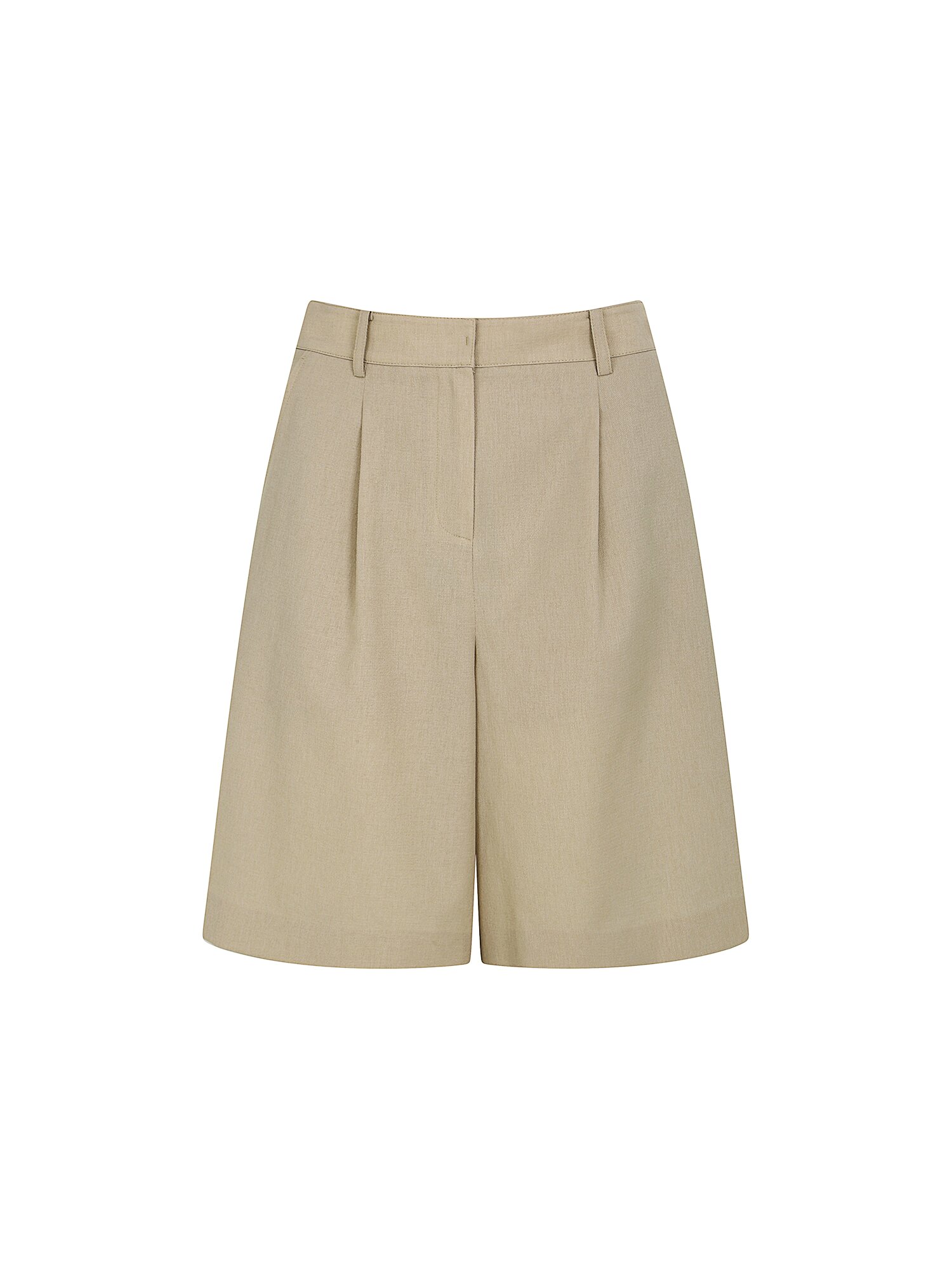 하이 웨이스트 와이드 하프 팬츠 (BEIGE)
