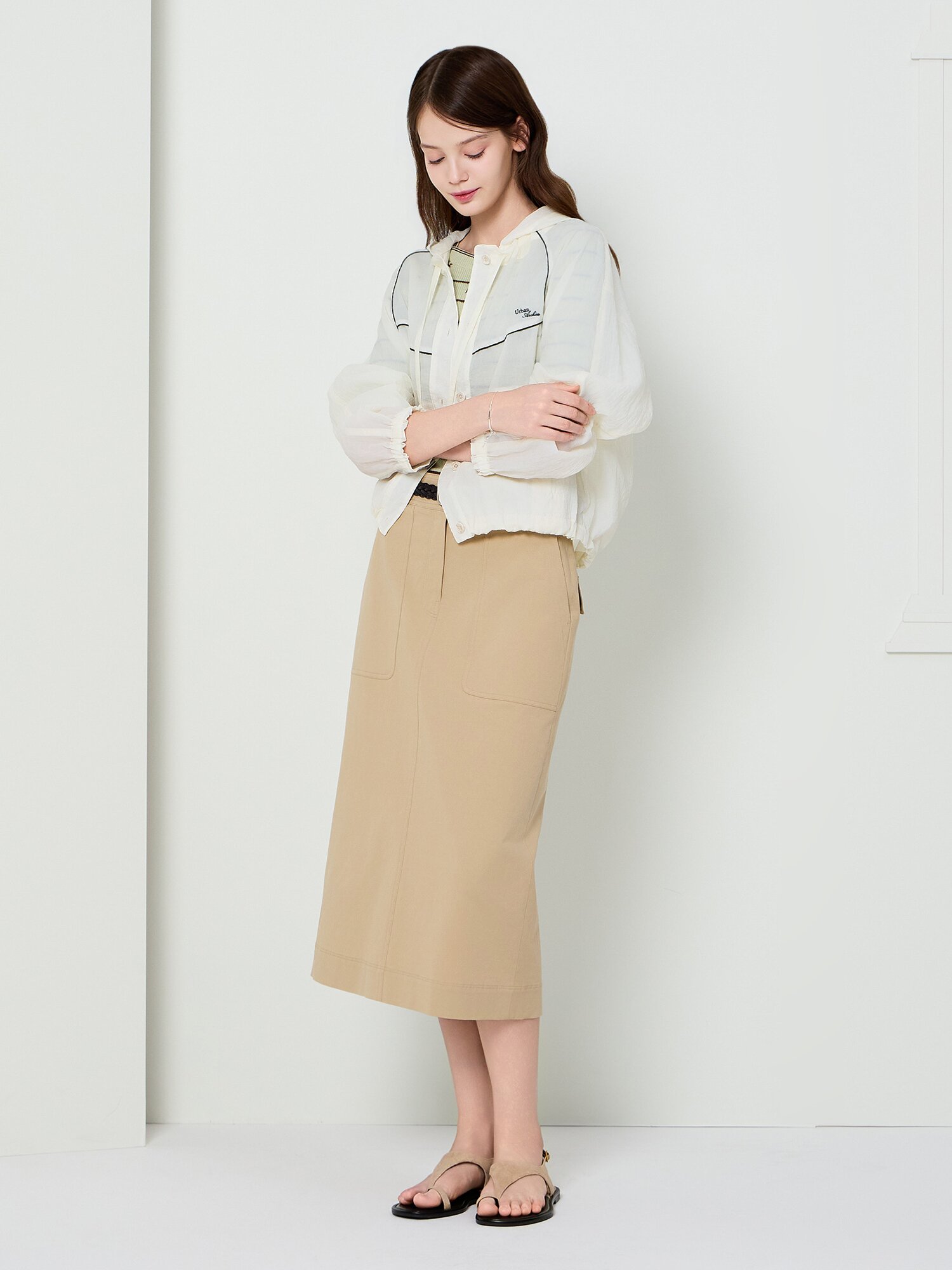 디테쳐블 후드 파이핑 점퍼 (WHITE)