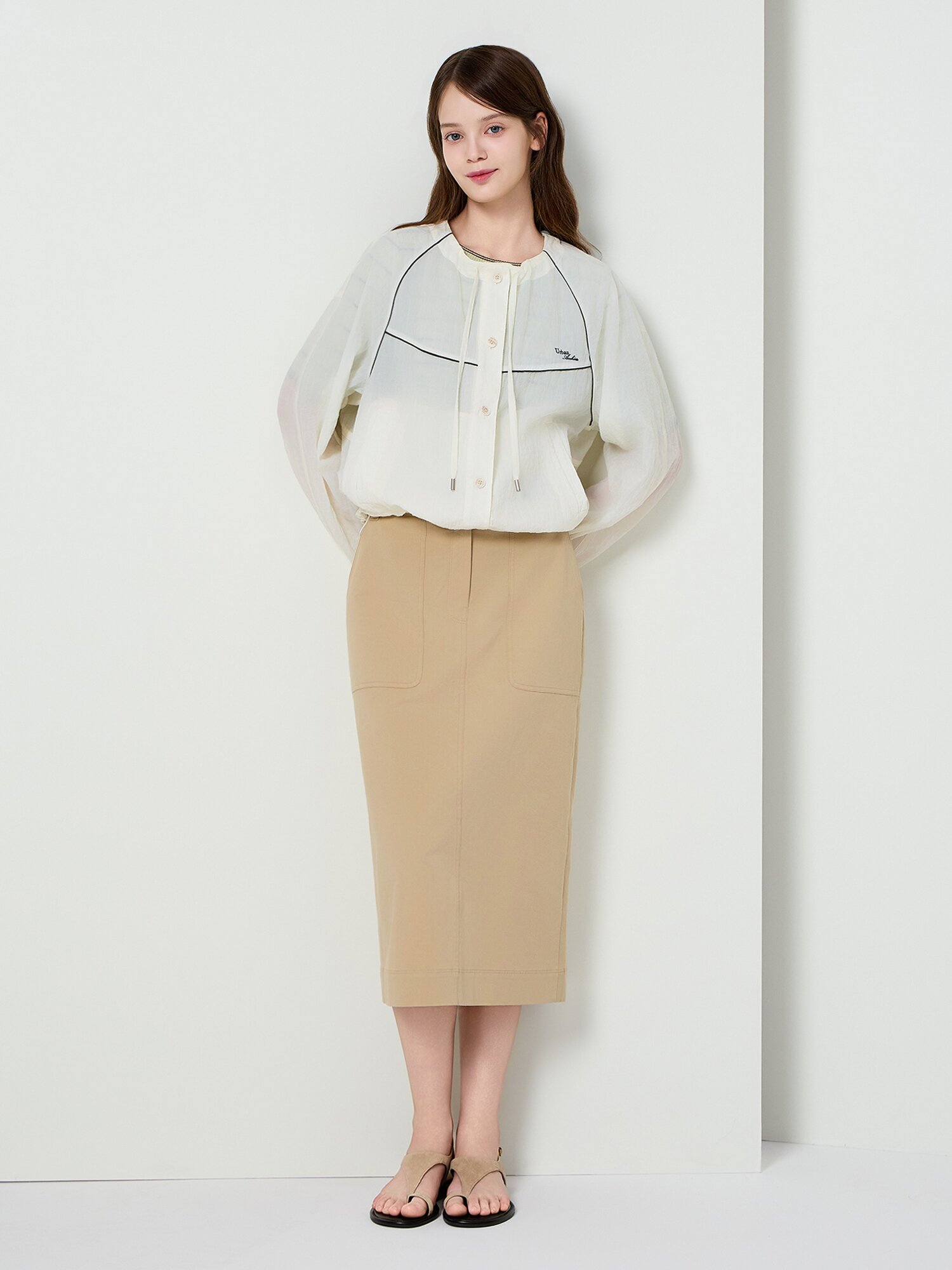디테쳐블 후드 파이핑 점퍼 (WHITE)