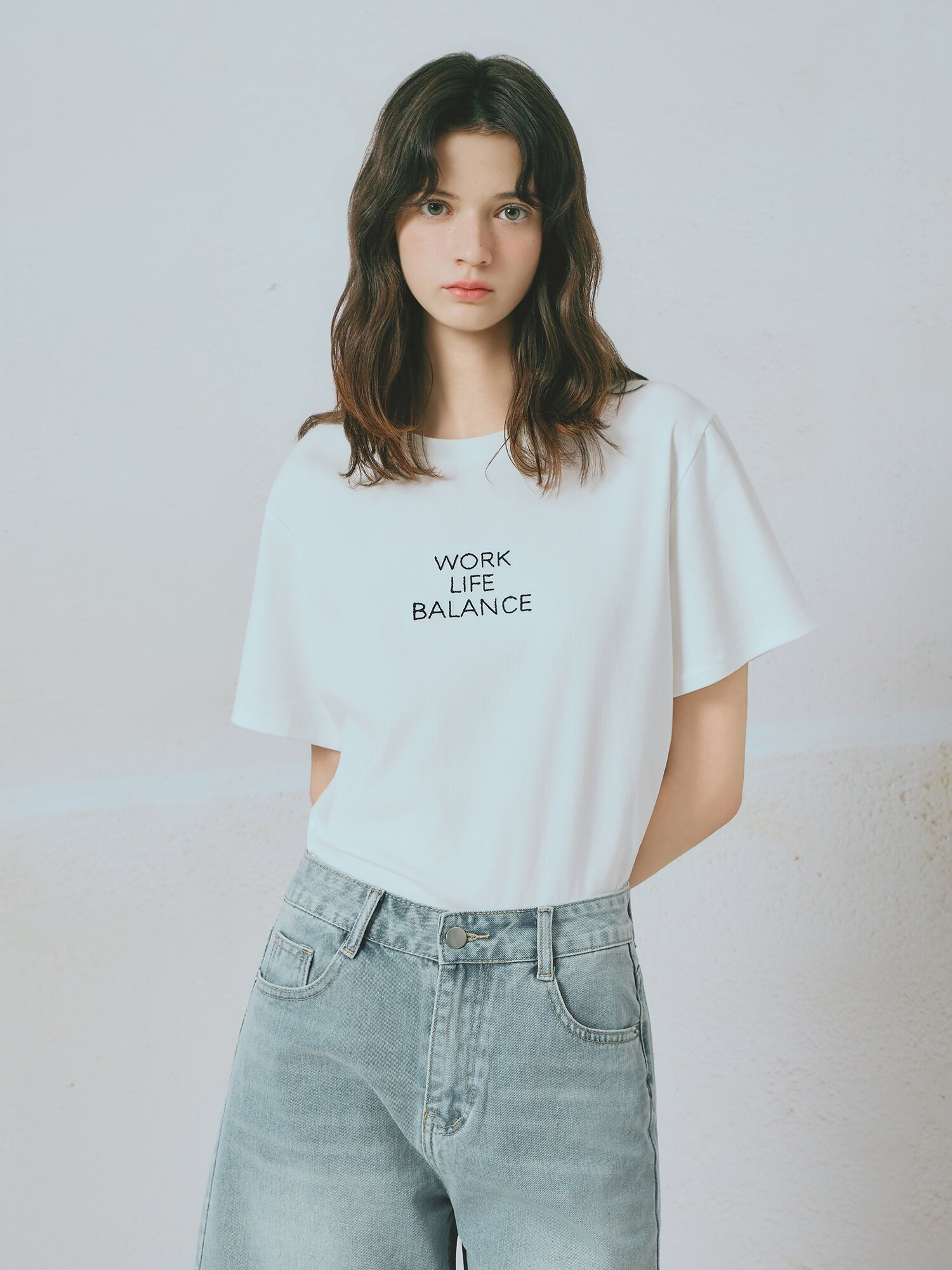 스판 블렌드 레터링 티셔츠 (WHITE)