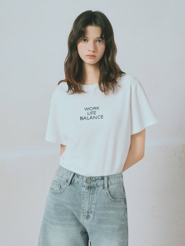 스판 블렌드 레터링 티셔츠 