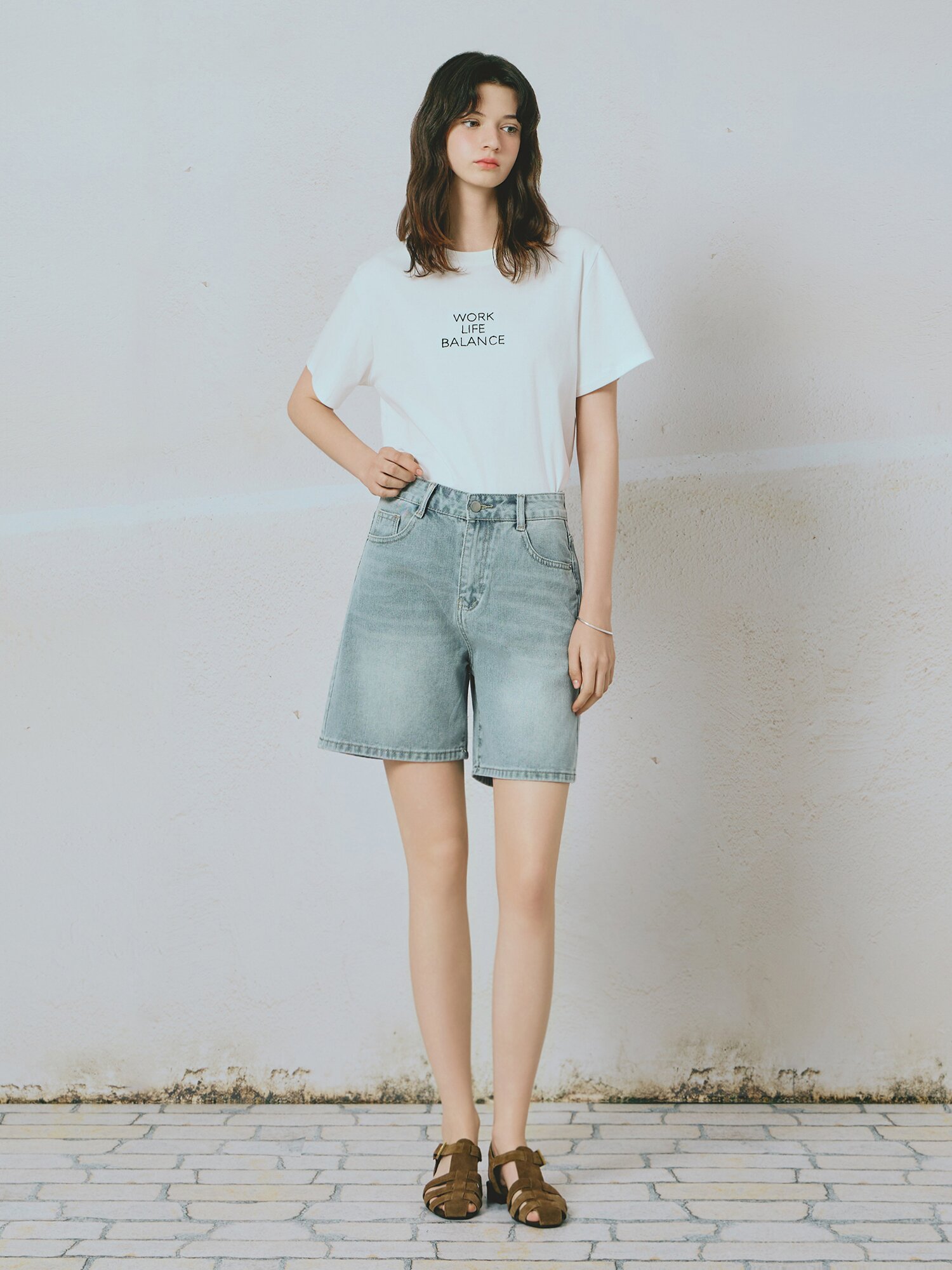 스판 블렌드 레터링 티셔츠 (WHITE)