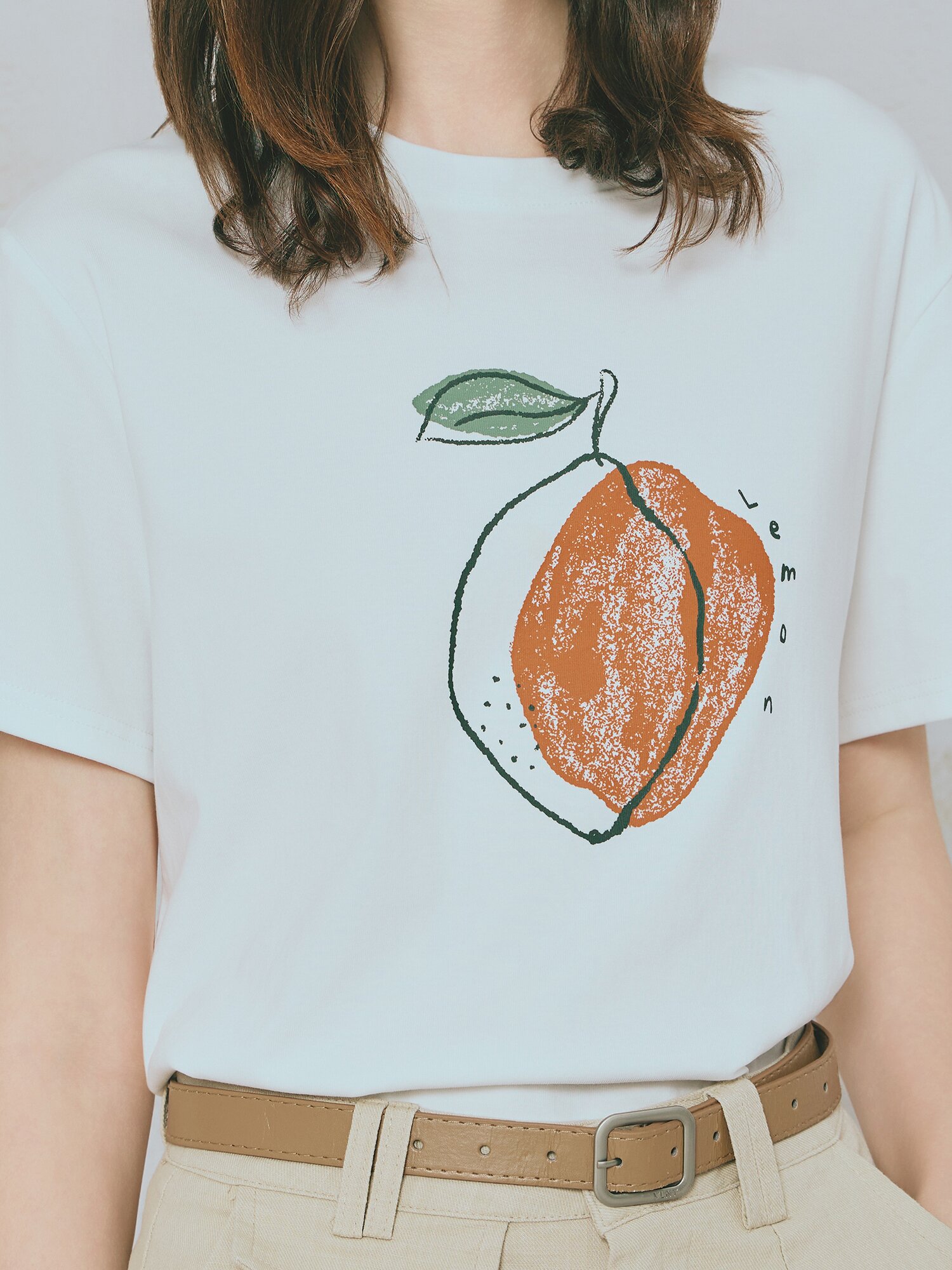 스판 블렌드 아트워크 라운드넥 티셔츠 (WHITE)