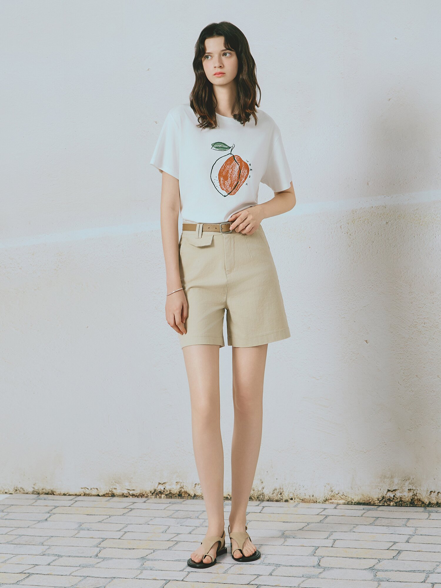 스판 블렌드 아트워크 라운드넥 티셔츠 (WHITE)