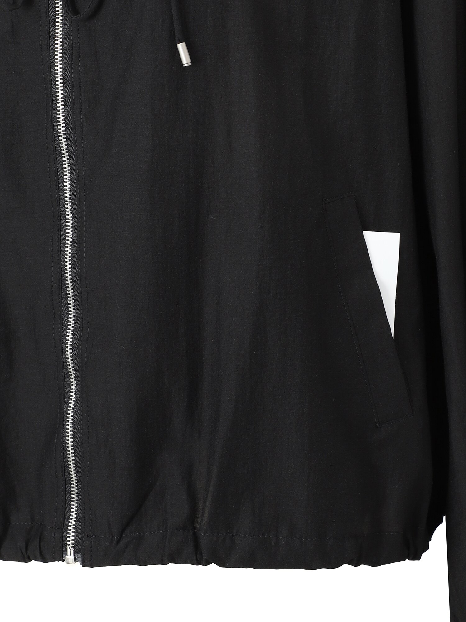 코튼 블렌드 하이넥 집업 점퍼 (BLACK)