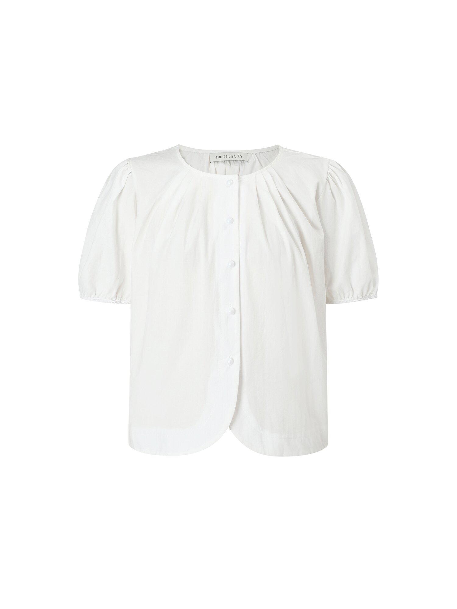 핀 턱 라운드넥 셔링 블라우스 (WHITE)