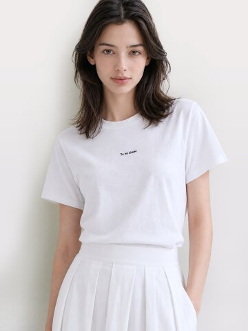스판 블렌드 텍스처 레터링 티셔츠 