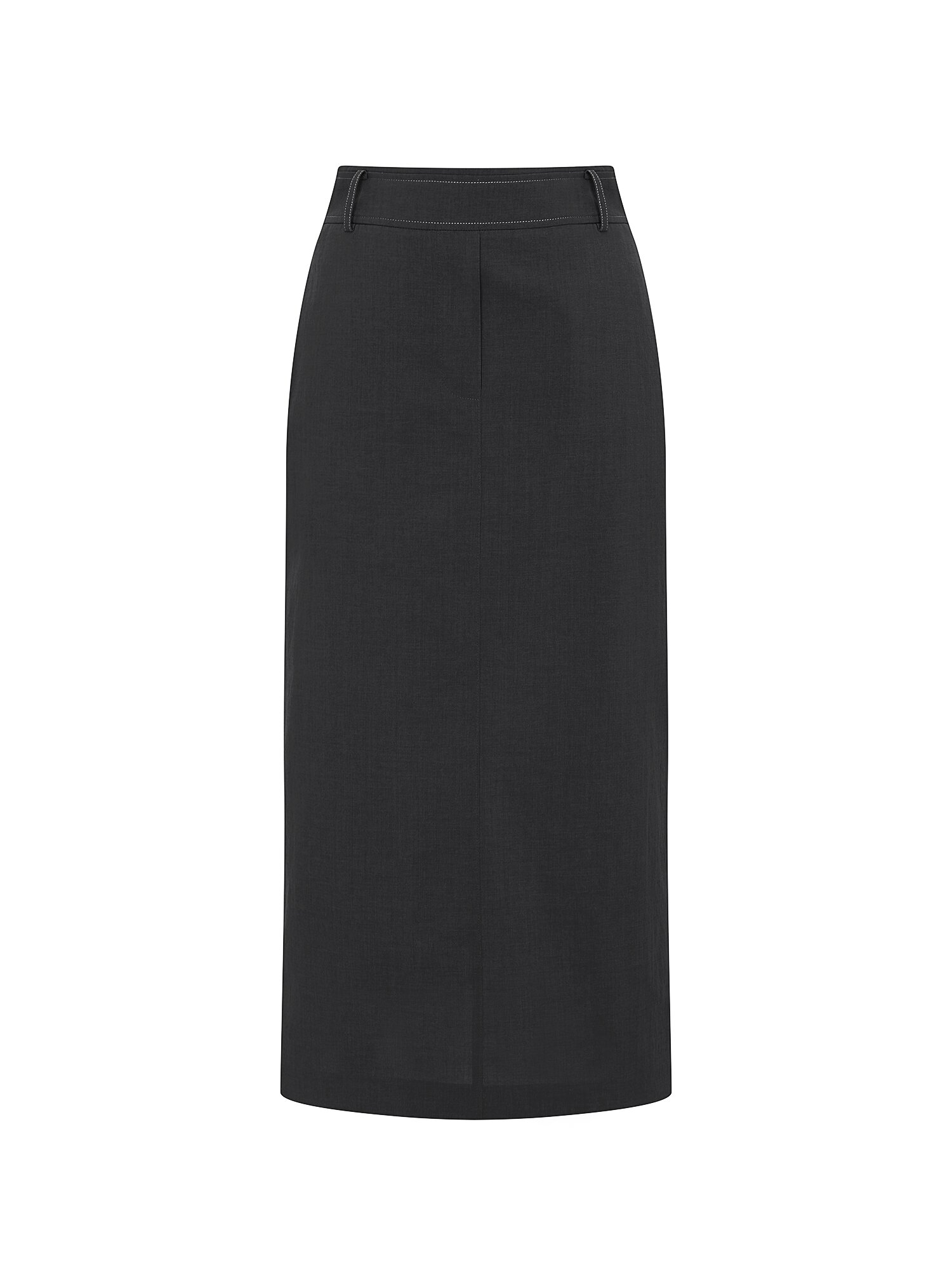 백 슬릿 H라인 롱 스커트 (DARK GREY)